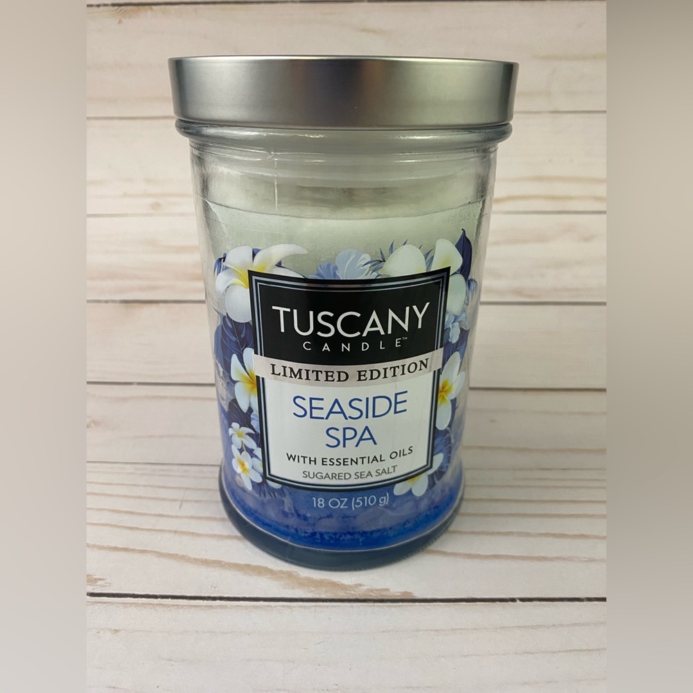 TUSCANY Jar Candle Seaside Spa 18 OZ Limited Edition Sugared Sea Salt